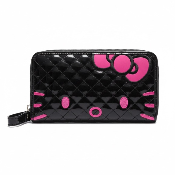 Loungefly Handbags - Loungefly Loves Hello Kitty Quilted Zip Wallet Black Pink Retired